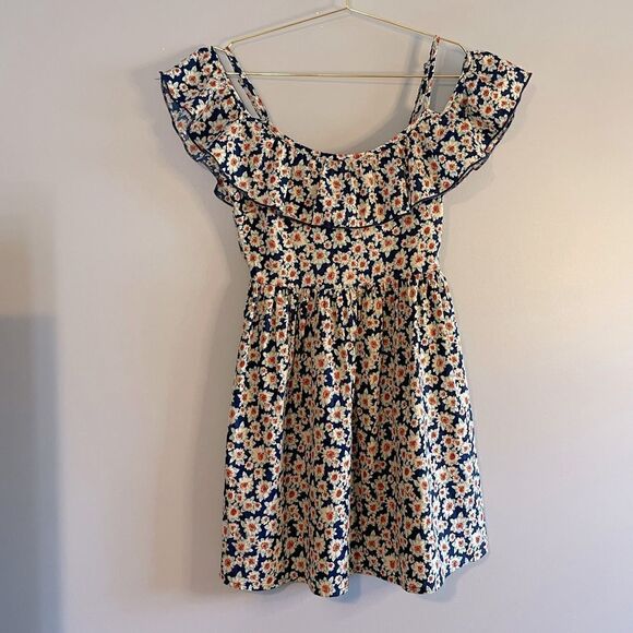 Abercrombie & Fitch Blue Floral Cold Shoulder Off the Shoulder Mini Dress | XS - Picture 1 of 7